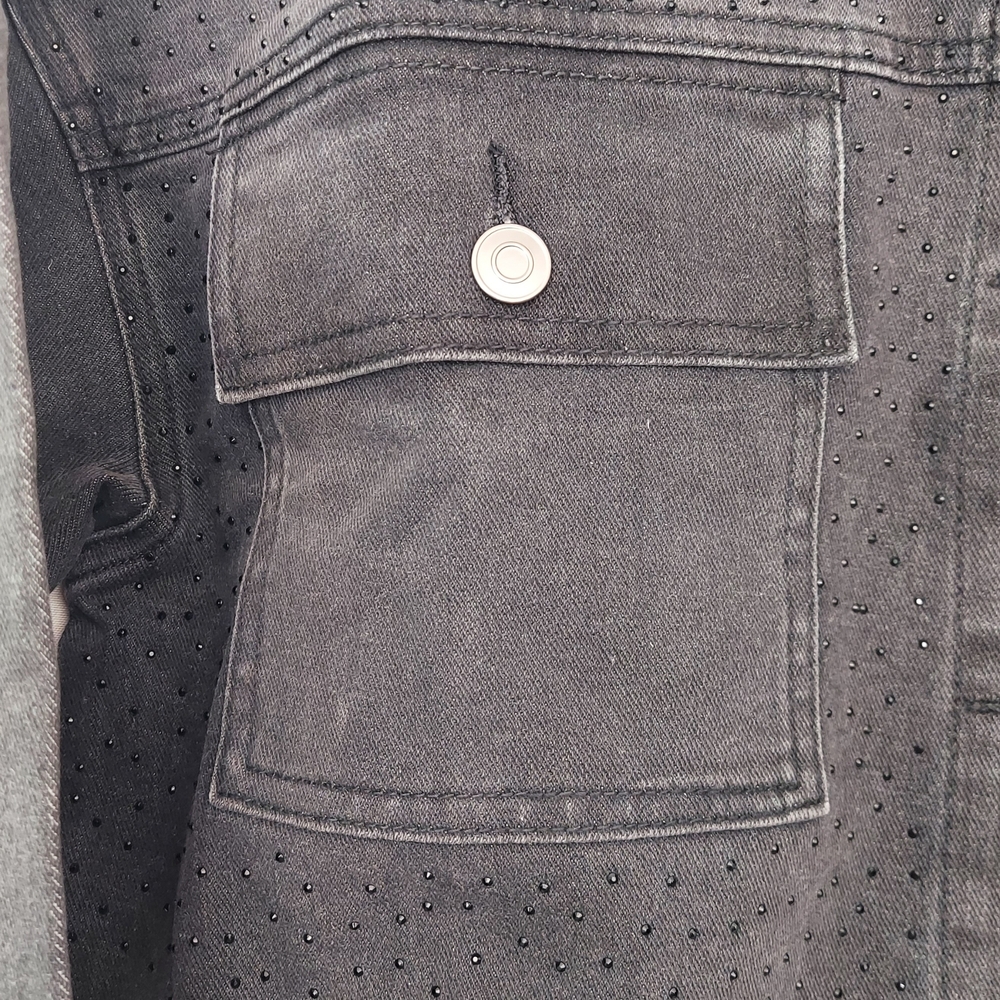 Kate &  Mallory Women's Black Denim Rhinstone Jacket Size Large NWOT - Picture 5 of 14
